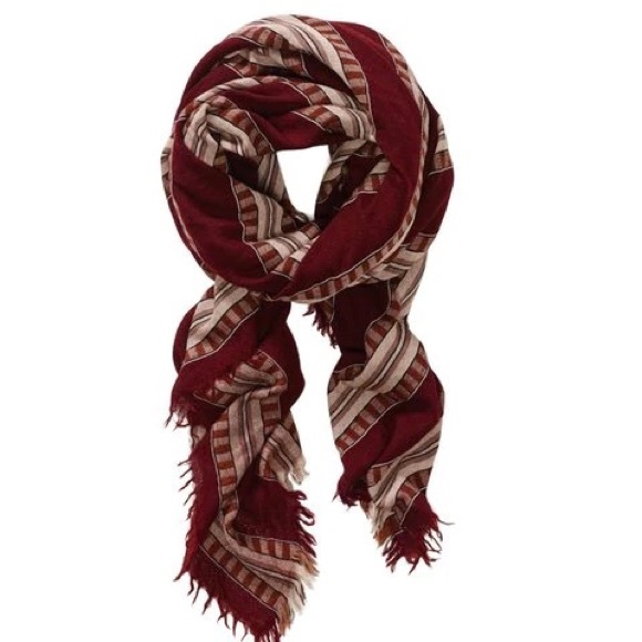Aritzia Wilfred Burgundy Stripe Blanket Scarf - Picture 2 of 11